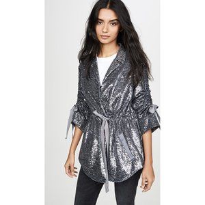 Cinq à Sept Silver Sequin Mathieu Jacket - Small - Flawed